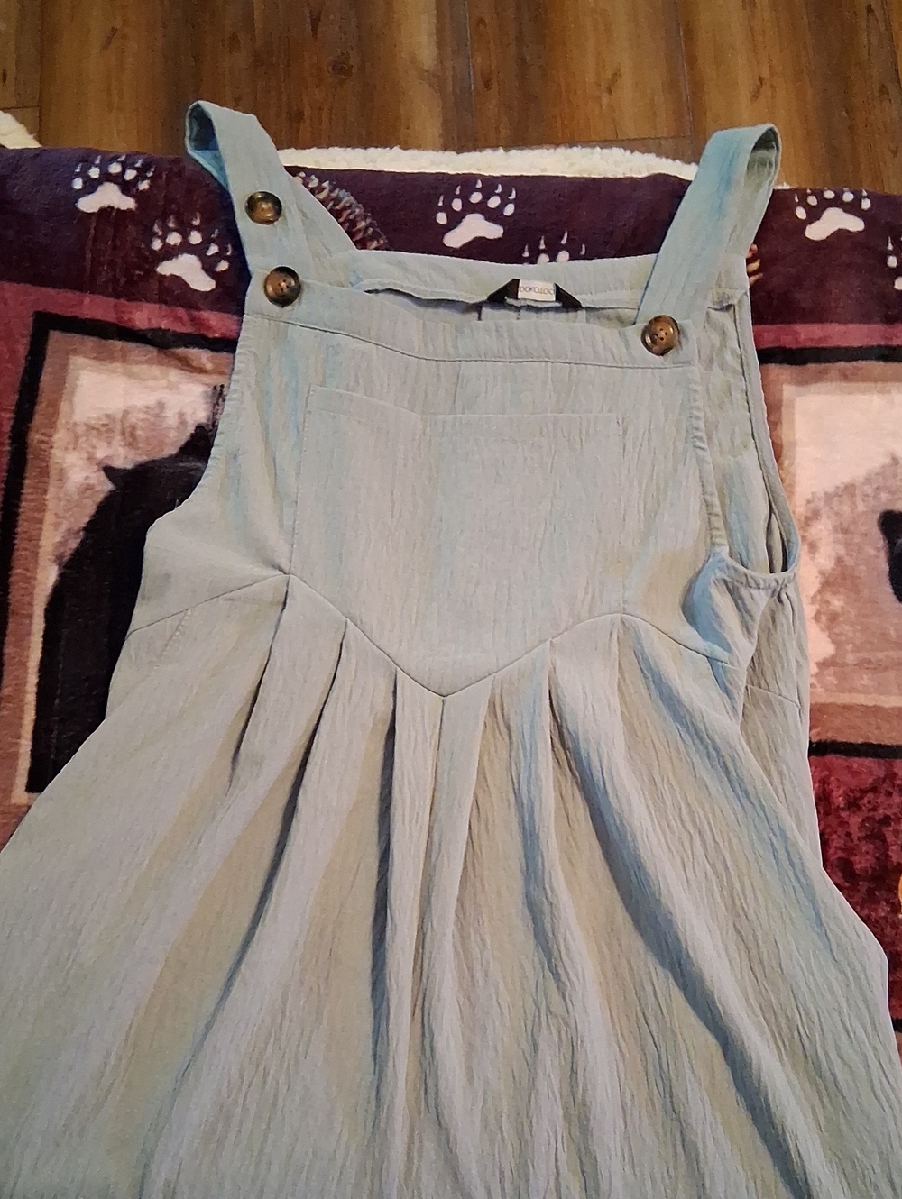 Light Blue Linen-Feel Pinafore Jumpsuit